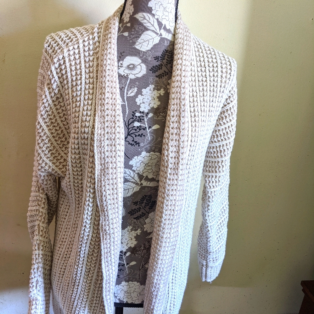 Pink Republic Waffle Tan Sweater Cardigan